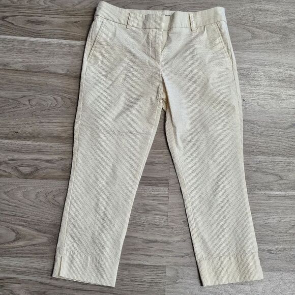 DALIA Yellow White Seersucker Capri Retro Pinup Sunny Fun Happy Bright Size 8 - Picture 2 of 12